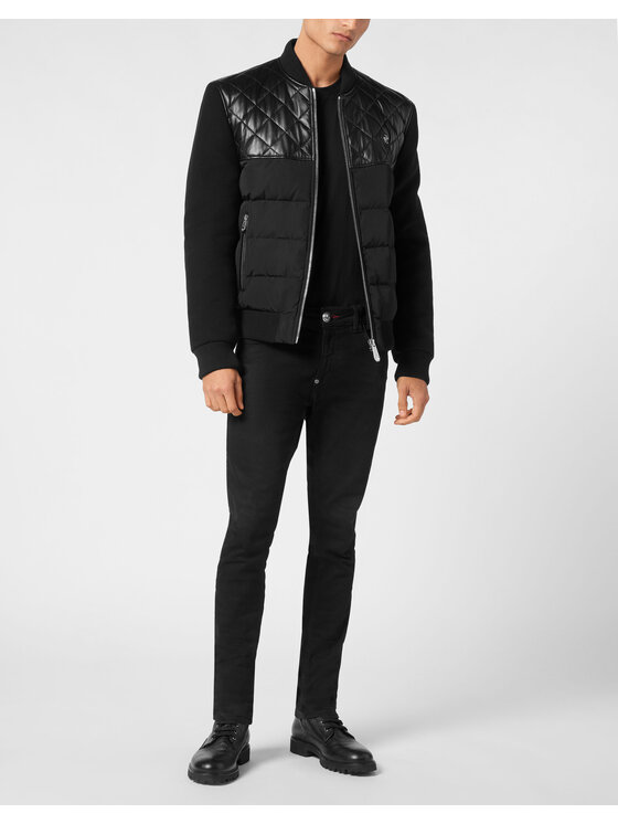 PHILIPP PLEIN PHILIPP PLEIN Kurtka skórzana 21121 Czarny Regular Fit