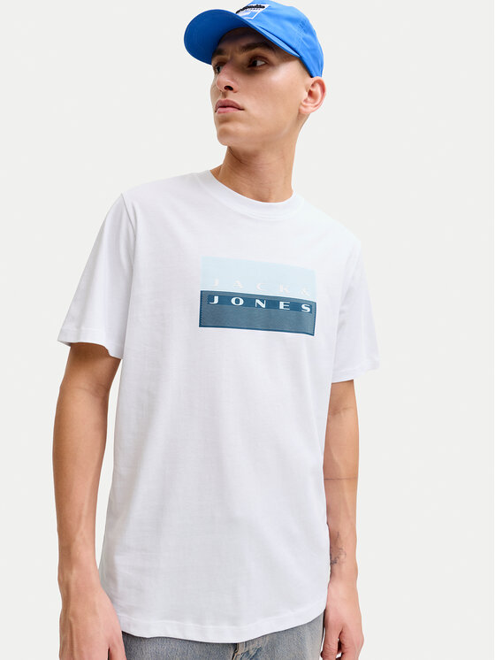 Jack & Jones Jack & Jones Tricou Fusion 12289863 Alb Regular Fit