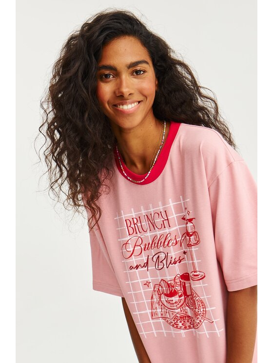 NAOKO NAOKO T-Shirt Bubbles and Bliss Różowy Regular Fit
