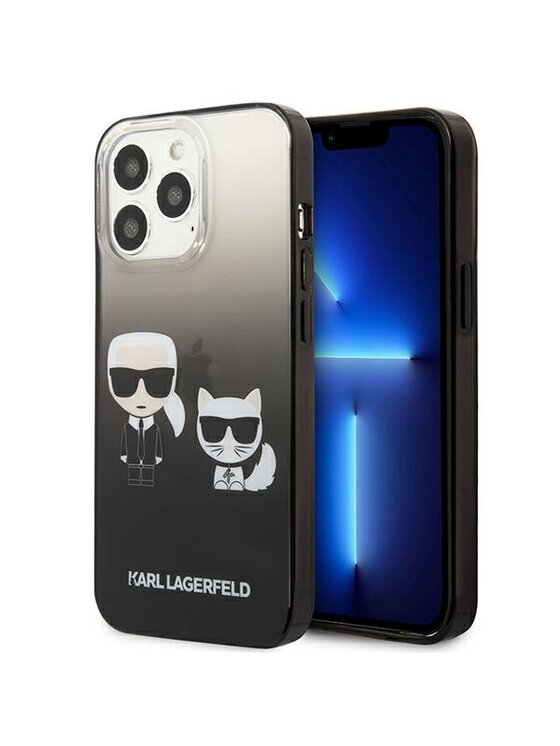 Etui na telefon KARL LAGERFELD, Czarne, Gradient Ikonik Karl & Choupette