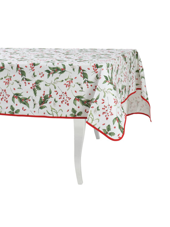 Roseberry Home Roseberry Home Obrus świąteczny z motywem ostrokrzewu Very Merry Christmas Czerwony