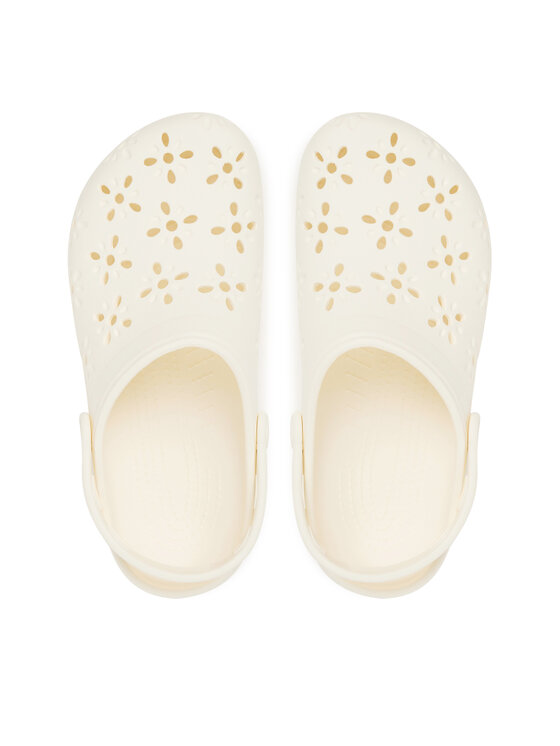 Crocs Crocs Şlapi Classic Floral Cut-Out Clog 210927 Écru
