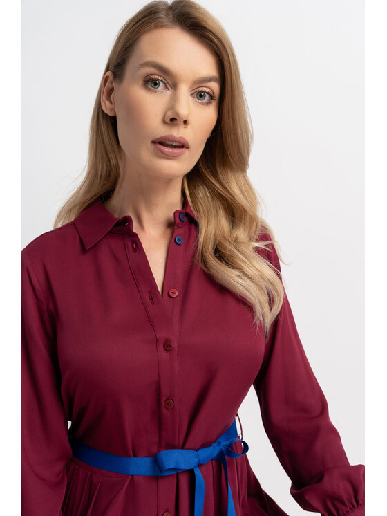 CLICK CLICK Sukienka codzienna 60-6055 Bordowy Classic Fit