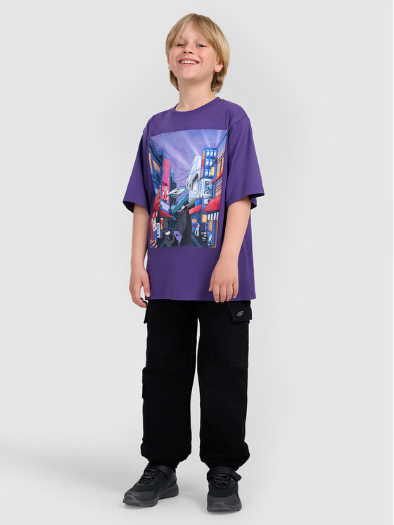 4F 4F T-Shirt CITY LINES Fioletowy Oversize