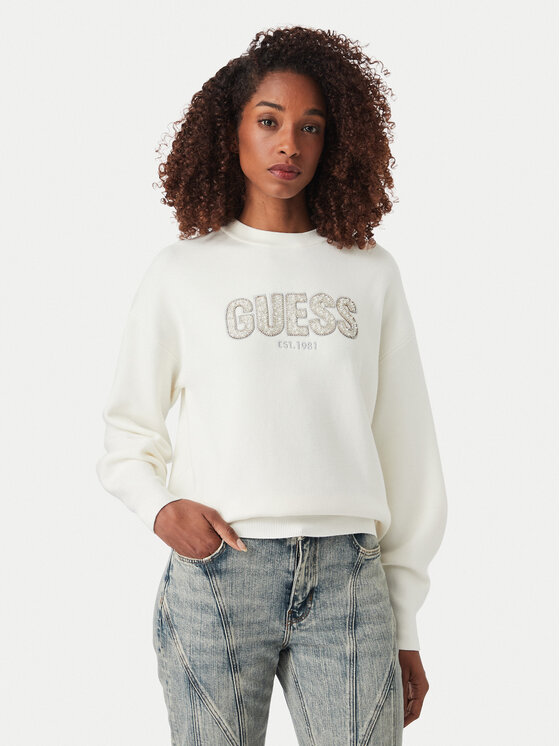 Guess Guess Sweter W6YR30 Z0978 Kremowy Regular Fit