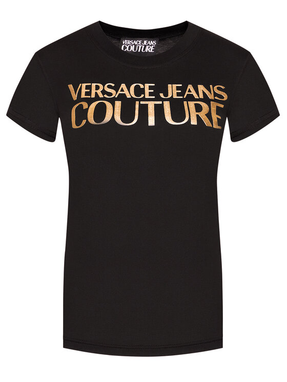 Versace Jeans Couture Versace Jeans Couture Tričko Logo Foil 71HAHT04 Čierna Slim Fit