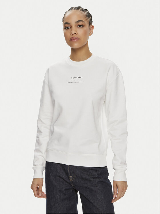 Calvin Klein Mikina Multi Logo K20K207216 Biela Regular Fit