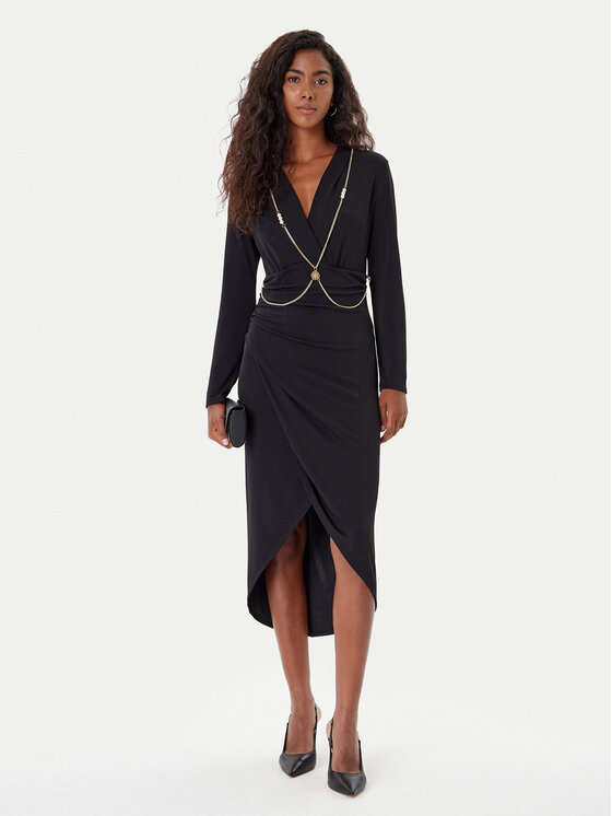 Rinascimento Rinascimento Cocktail obleka CFC0020146002 Črna Slim Fit