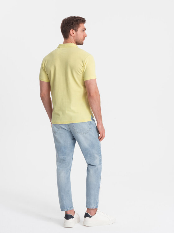 Ombre Ombre Polo OM-POBS-0100 Żółty Regular Fit