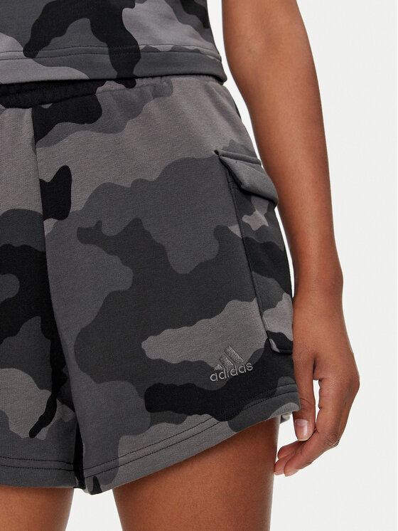 adidas adidas Спортивні шорти Essentials 3-Stripes Camo-Print IX3707 Сірий Loose Fit