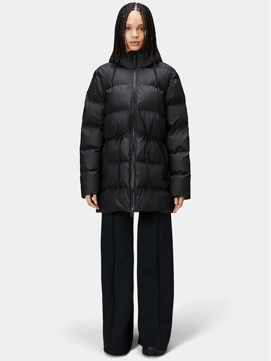 Rains Rains Zimní bunda 15160 Černá Relaxed Fit