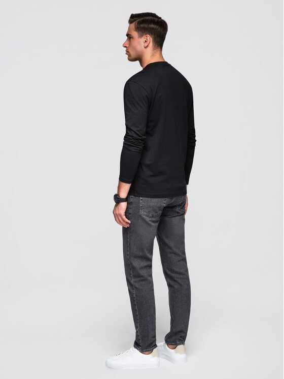 Ombre Ombre Longsleeve OM-LSPT-0136 Czarny Regular Fit