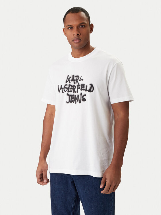 Karl Lagerfeld Jeans Karl Lagerfeld Jeans Tričko B1M17065 Biela Regular Fit