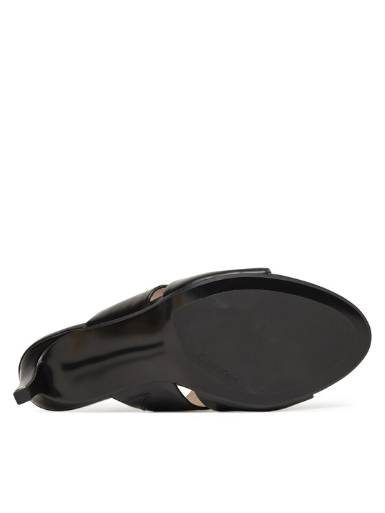 Calvin Klein Calvin Klein Şlapi Heel Mule 70 - Lth 2 Straps HW0HW02460 Negru