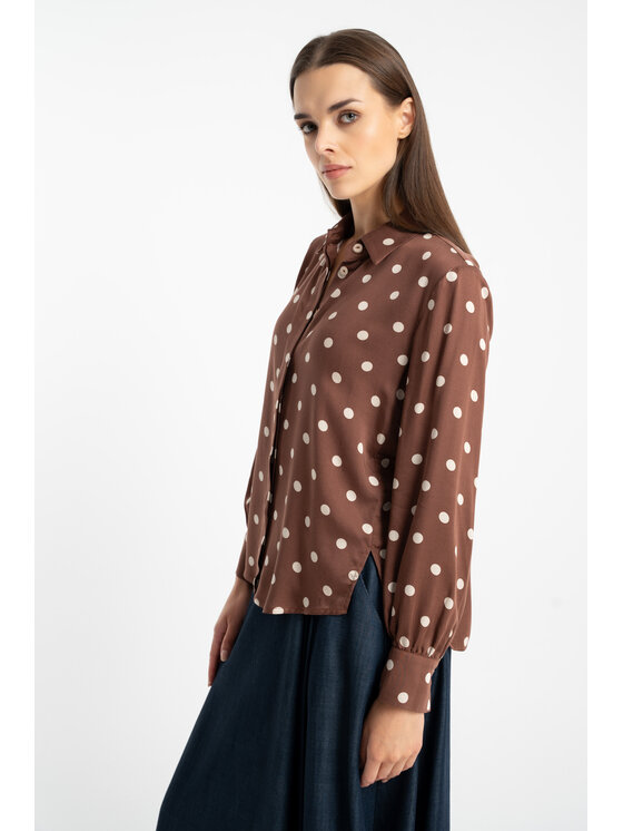 CLICK CLICK Koszula 10-6909 Brązowy Regular Fit