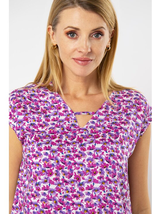 QUIOSQUE QUIOSQUE Bluzka PIKU SHIRT Fioletowy Regular Fit
