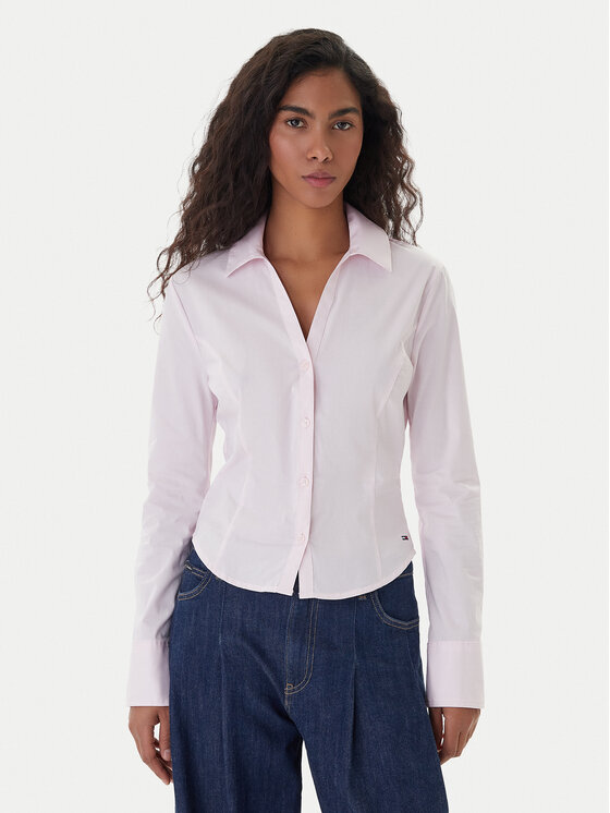 Tommy Jeans Tommy Jeans Cămașă Baby DW0DW22604 Roz Slim Fit