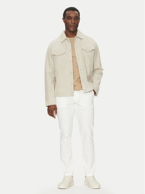 BOSS BOSS Kožená bunda 50538002 Bílá Regular Fit