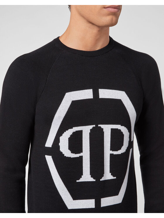 PHILIPP PLEIN PHILIPP PLEIN Sweter 8079 Czarny Regular Fit