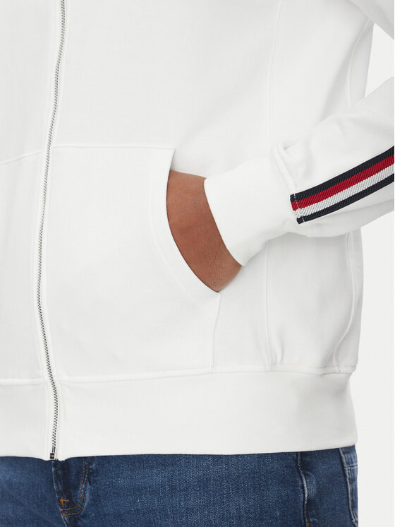 Tommy Hilfiger Tommy Hilfiger Džemperis ar kapuci Global Stripe MW0MW38686 Balts Regular Fit