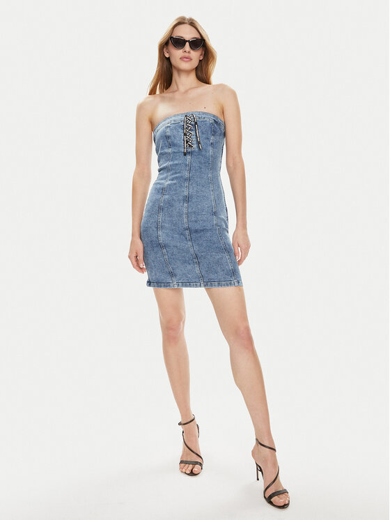 Karl Lagerfeld Jeans Karl Lagerfeld Jeans Džinsinė suknelė 241J1307 Tamsiai mėlyna Slim Fit