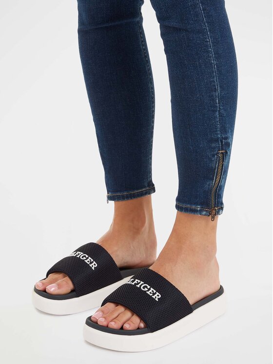 Tommy Hilfiger Tommy Hilfiger Nazouváky Platform Mesh Pool Slide FW0FW07828 Tmavomodrá