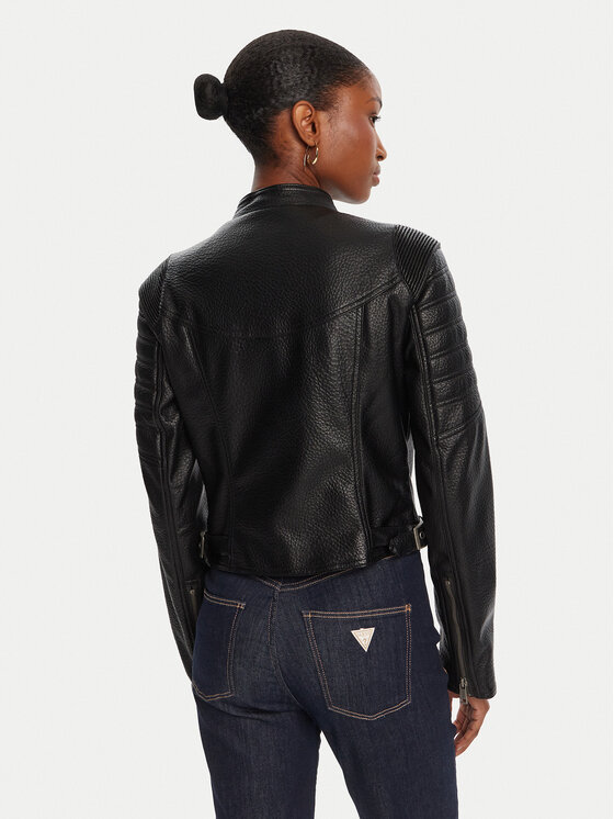 Guess Guess Яке от имитация на кожа W5YL19 WHDS0 Черен Regular Fit