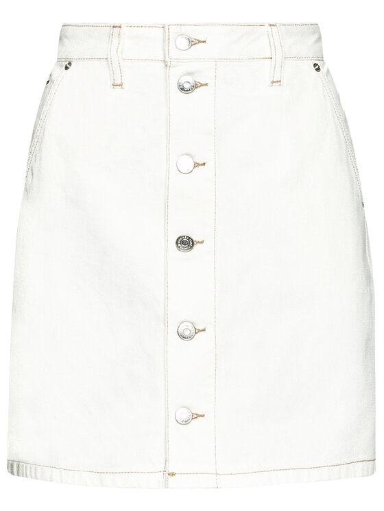 Tommy Jeans Tommy Jeans Džinsinis sijonas A-Line DW0DW10097 Balta Regular Fit