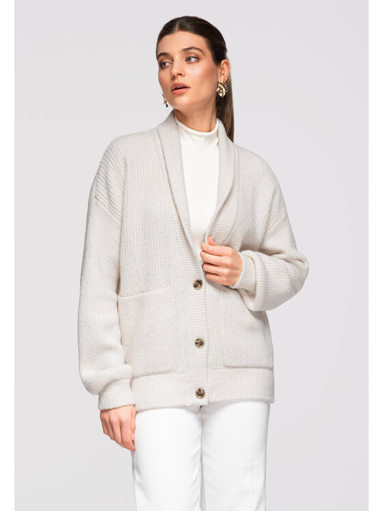 Ombre Ombre Kardigan OW-SWCD-0104 Kremowy Oversize