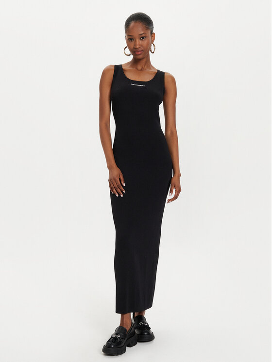 KARL LAGERFELD KARL LAGERFELD Літня сукня 245W1332 Чорний Slim Fit