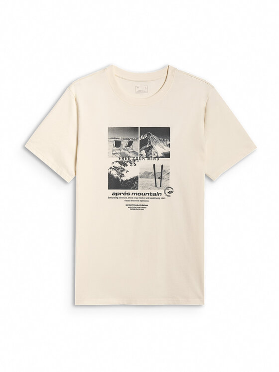 4F 4F T-Shirt APRES SKI Kremowy Regular Fit