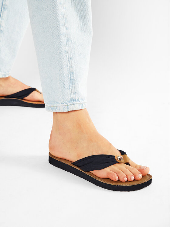 Tommy hilfiger leather footbed best sale flip flops