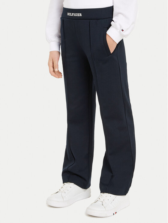Tommy Hilfiger Pantaloni din material Monotype KG0KG08083 Bleumarin Wide Leg