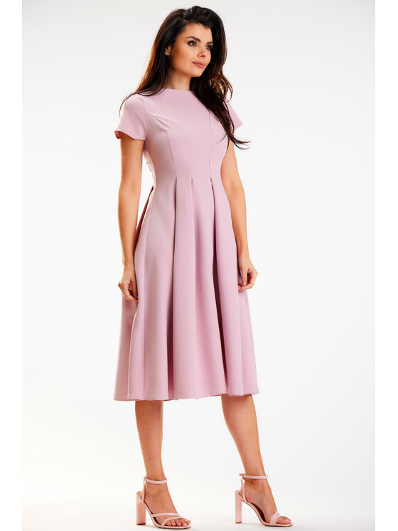 Awama Awama Sukienka letnia A569 Różowy Basic Fit