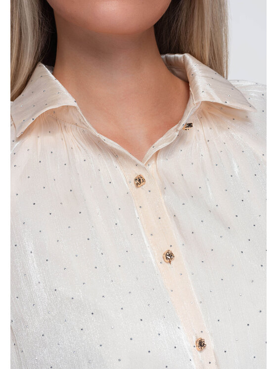 Ombre Ombre Koszula OW-SH-E0068 Beżowy Loose Fit