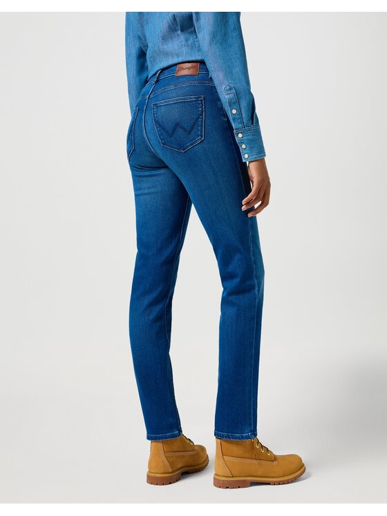 Wrangler Wrangler Jeansy Straight Agate Blue Niebieski Slim Fit