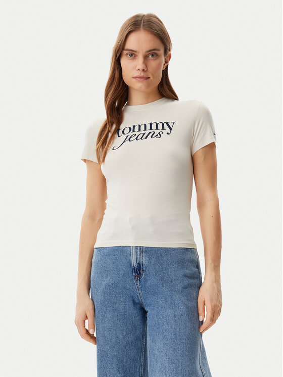 Tommy Jeans Tommy Jeans T-shirt Essential DW0DW19447 Bež Slim Fit
