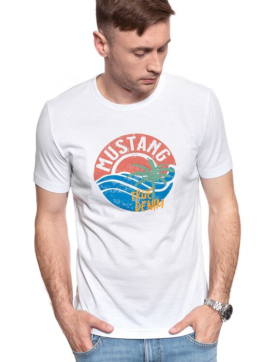 Mustang Mustang T-shirt ALEX C PRINT Bianco Regular Fit