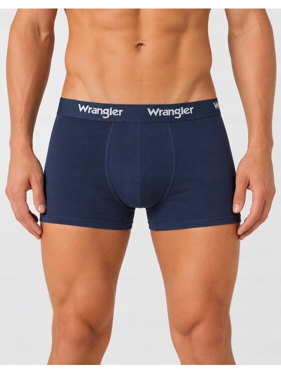 Wrangler Wrangler Bokserki Boone 3 Pack Cotton Elastane Trunks Niebieski
