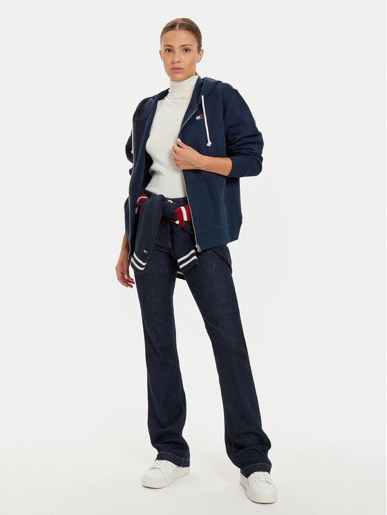 Tommy Jeans Tommy Jeans Džemperis ar kapuci Tjw Rlx Badge Zipthru DW0DW19932 Tumši zils Regular Fit