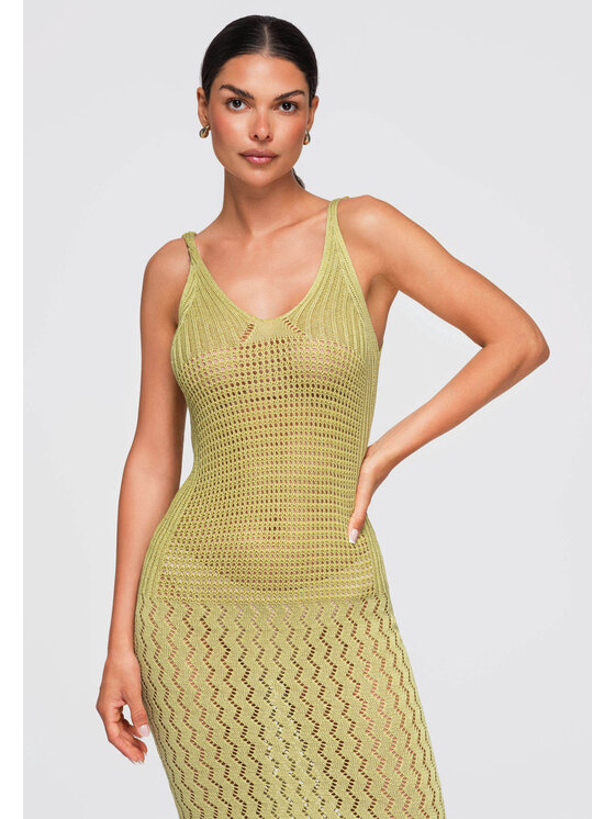 Ombre Ombre Večerní šaty OW-DLR-E0002 Zelená Slim Fit