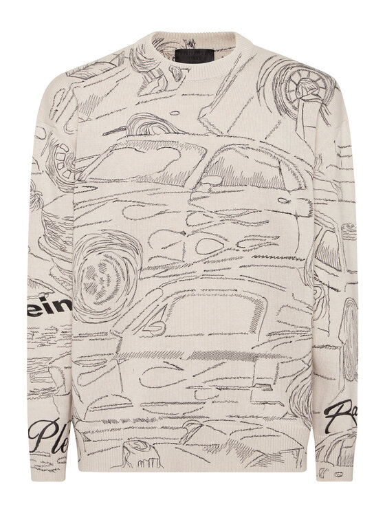 PHILIPP PLEIN PHILIPP PLEIN Sweter 23629 Beżowy Regular Fit