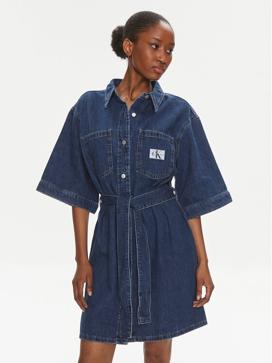 Calvin Klein Jeans Calvin Klein Jeans Džinsa kleita J20J222815 Zils Boxy Fit