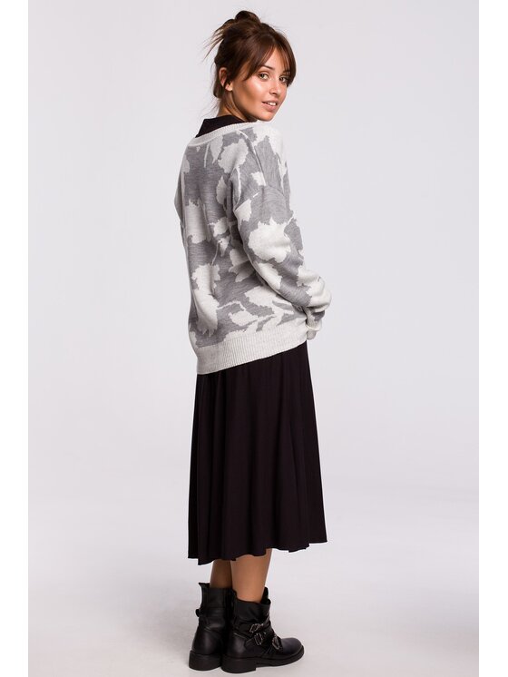 BeWear BeWear Sveter bk056 Sivá Baggy Fit