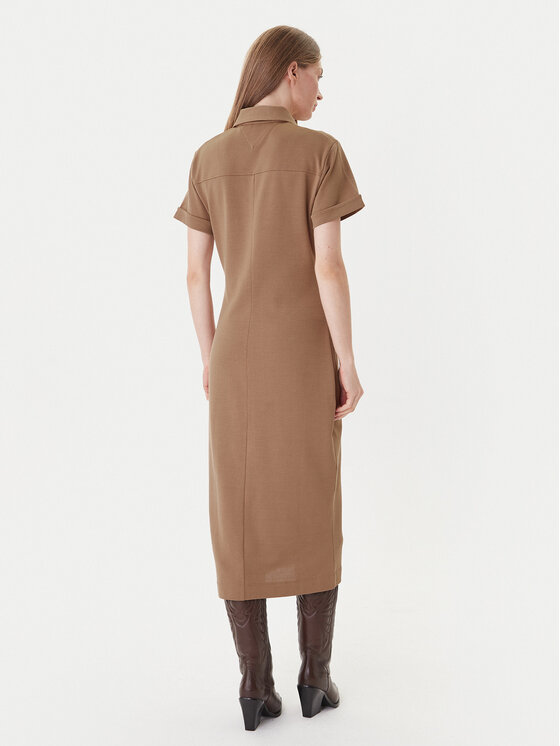 Tommy Hilfiger Tommy Hilfiger Marškinių tipo suknelė Gold Button WW0WW44617 Ruda Regular Fit