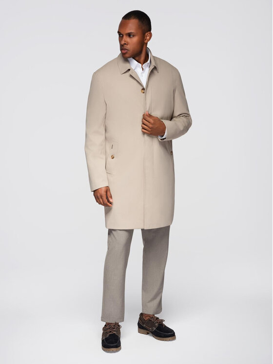 Ombre Ombre Płaszcz zimowy OM-COLC-0144 Beżowy Regular Fit