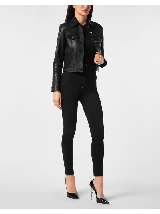 PHILIPP PLEIN PHILIPP PLEIN Giacca di pelle 27267 Nero Regular Fit