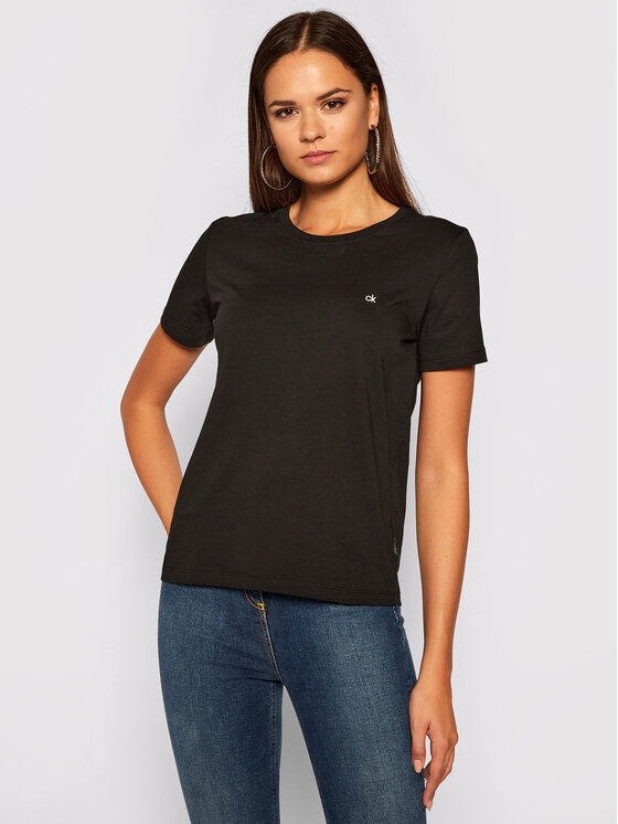 Calvin Klein Calvin Klein T-Shirt Logo C-Neck K20K202132 Czarny Regular Fit