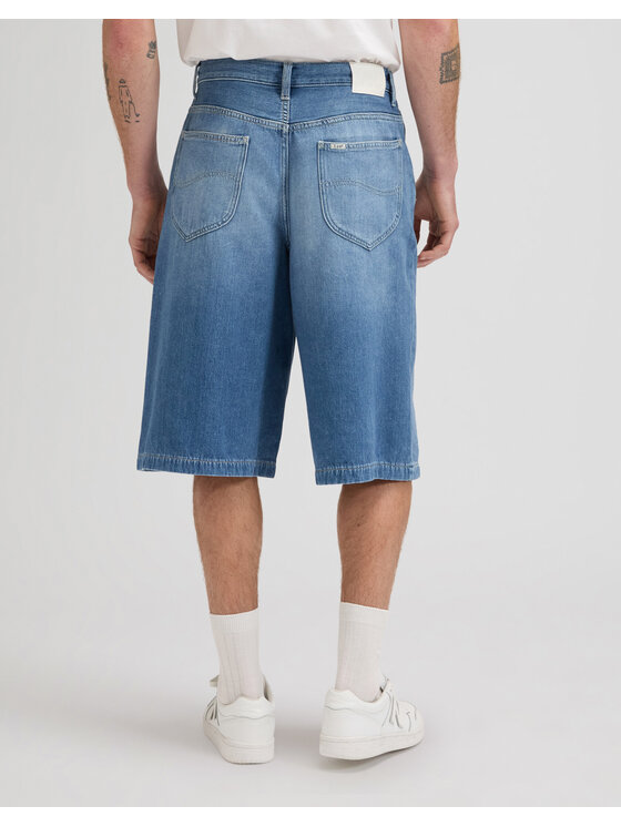 Lee Lee Szorty jeansowe JORT WITH DRAWSTRING Niebieski Loose Fit