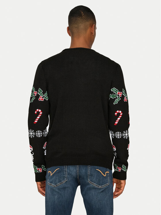 Only & Sons Only & Sons Sweter Xmas 22031171 Czarny Regular Fit